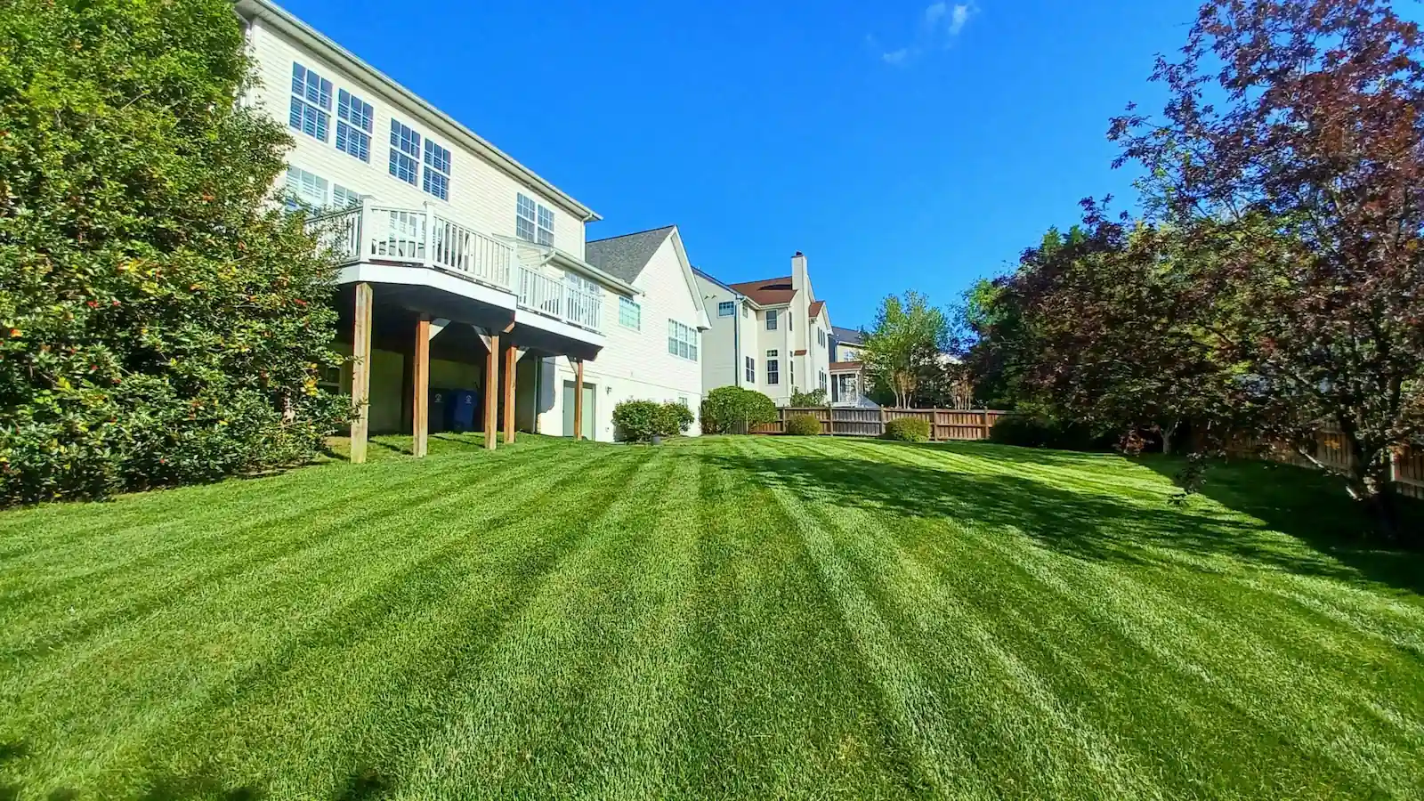 A Cut Above crew mowing a lawn